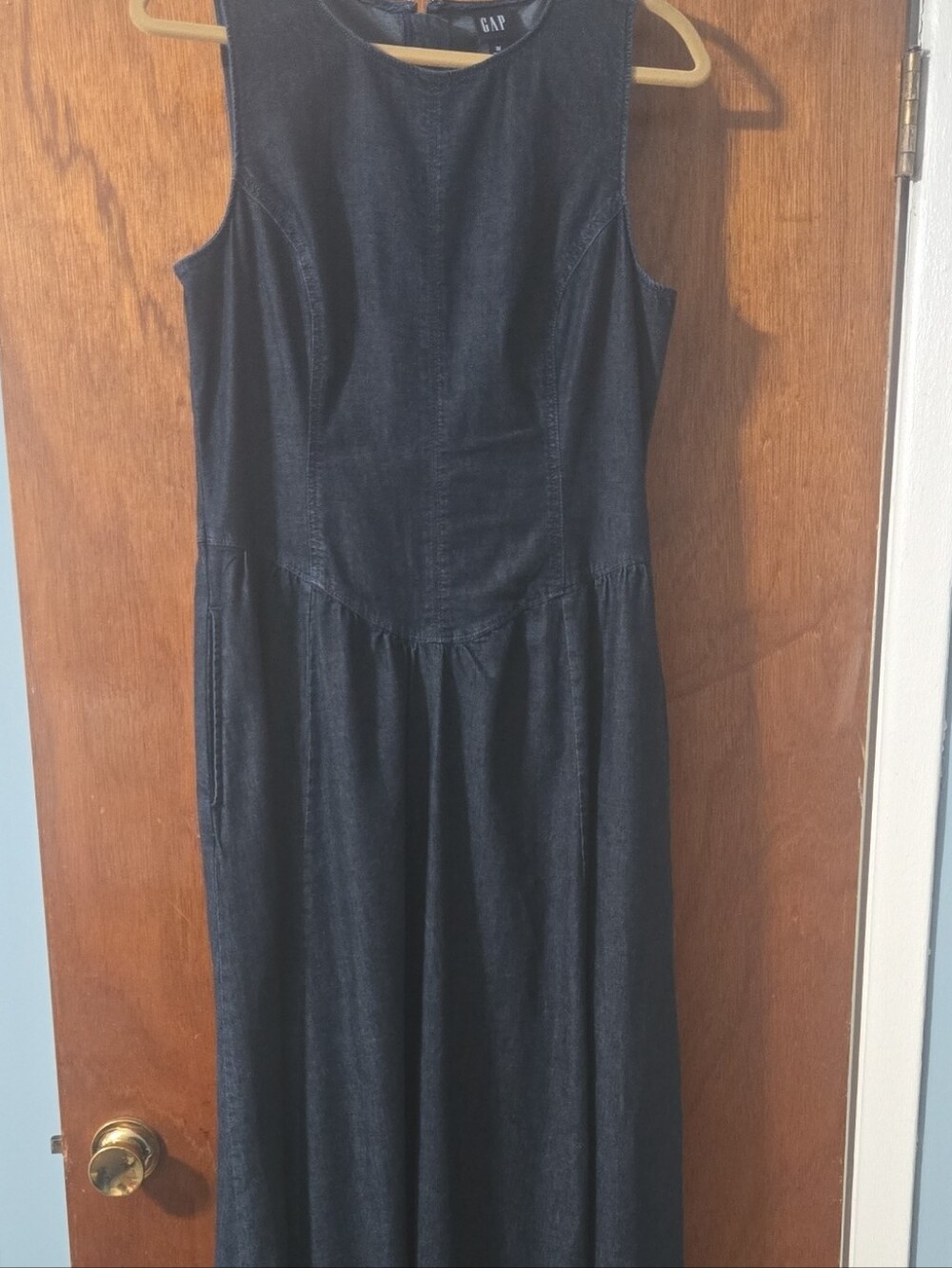 GAP Sleeveless Dark Blue Denim Maxi Dress